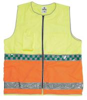 9XG32 EMS Safety Vest, Zipper, Lime/Orange