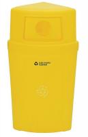 9XWL5 Recycle Receptacle, Dome, 21 gal, Yellow