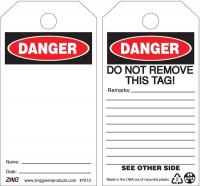 9XWU0 Danger Tag, 5-3/4 x 3 In, Plstc, OSHA, PK10