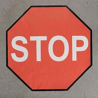 9YCX4 Floor Stop Sign, 16 x 16 In.