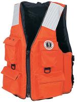 9YFL8 4-Pocket Flotation Vest, Size L, Orange